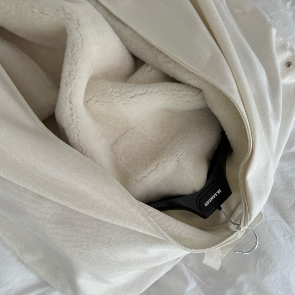 JIL SANDER White Shearling Winter Coat